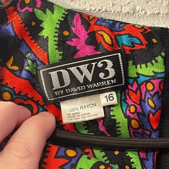 Vintage David Warren Retro 80s Neon Colorful Plus Size 16 - Picture 5 of 11